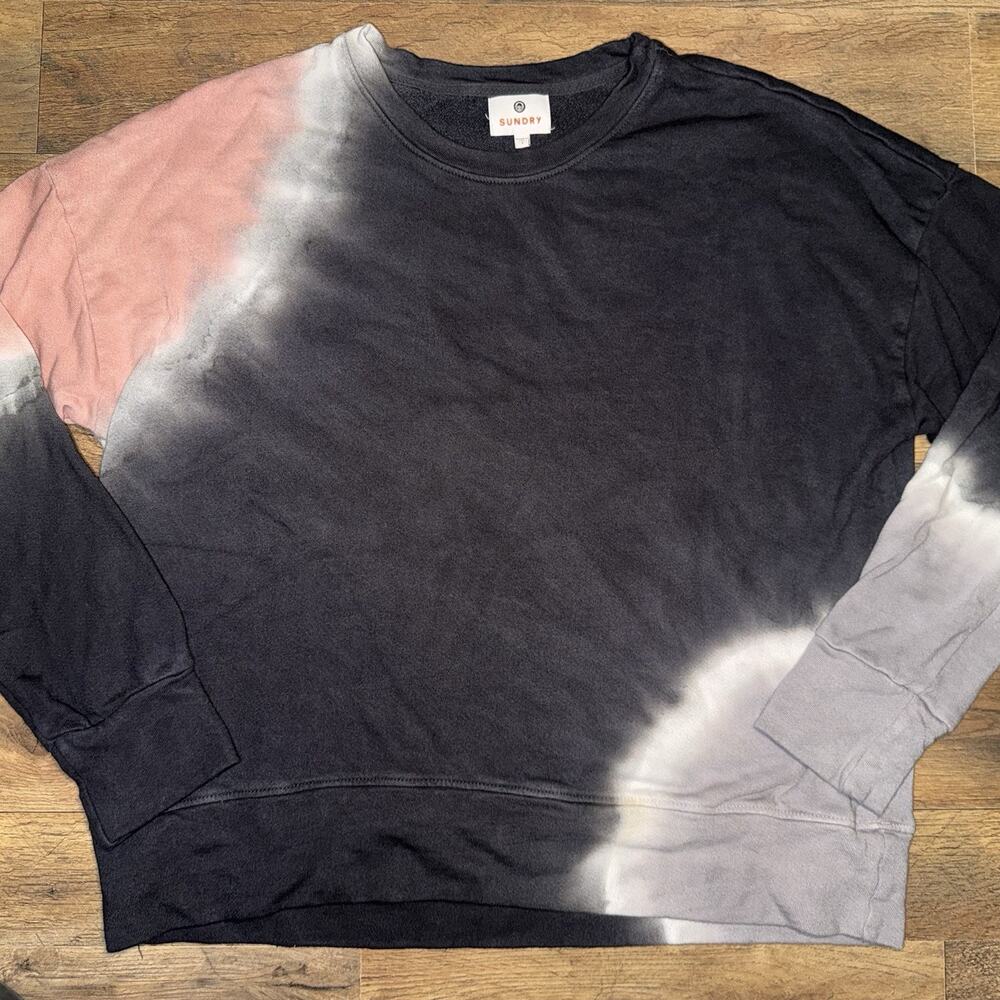 Sundry Oversized Tie Dye Sweatshirt in‎ Terracotta/Charcoal Size 1 (fits a 2-4)